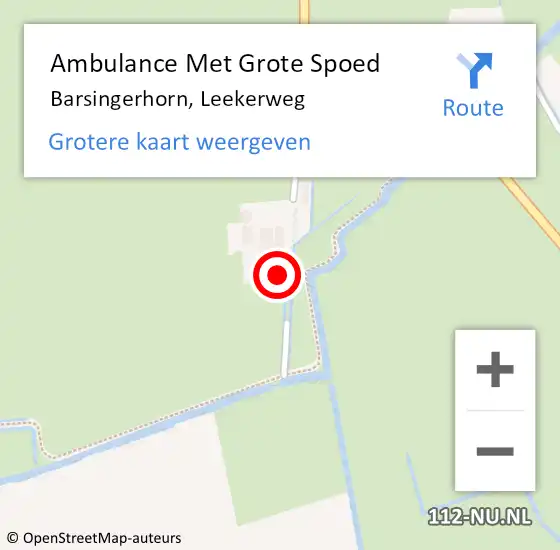 Locatie op kaart van de 112 melding: Ambulance Met Grote Spoed Naar Barsingerhorn, Leekerweg op 28 november 2014 14:40