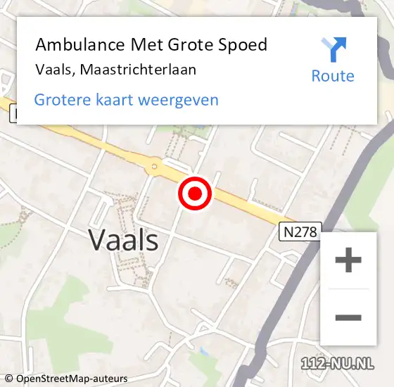 Locatie op kaart van de 112 melding: Ambulance Met Grote Spoed Naar Vaals, Maastrichterlaan op 28 november 2014 15:27