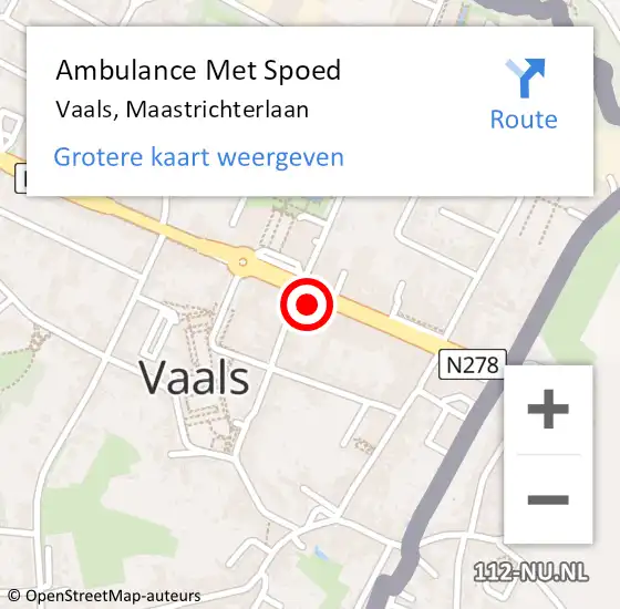 Locatie op kaart van de 112 melding: Ambulance Met Spoed Naar Vaals, Maastrichterlaan op 28 november 2014 15:28