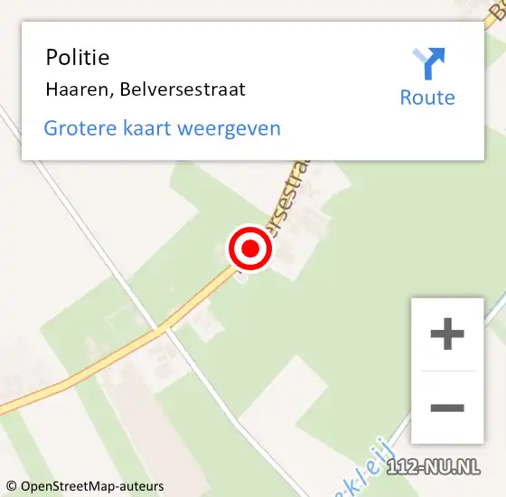 Locatie op kaart van de 112 melding: Politie Haaren, Belversestraat op 28 november 2014 15:30