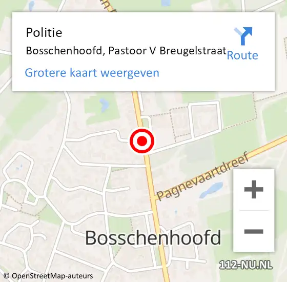 Locatie op kaart van de 112 melding: Politie Bosschenhoofd, Pastoor V Breugelstraat op 28 november 2014 15:34