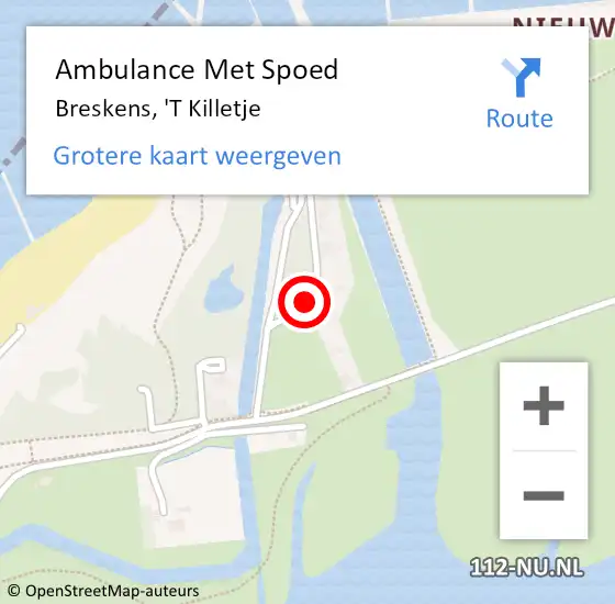 Locatie op kaart van de 112 melding: Ambulance Met Spoed Naar Breskens, 'T Killetje op 22 oktober 2013 14:54