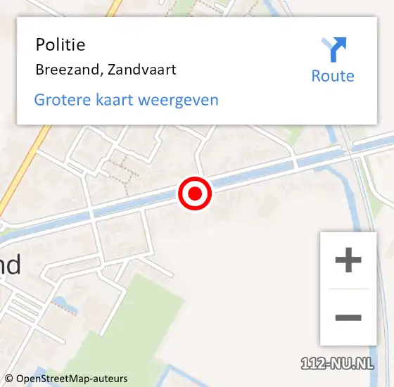 Locatie op kaart van de 112 melding: Politie Breezand, Zandvaart op 28 november 2014 15:57