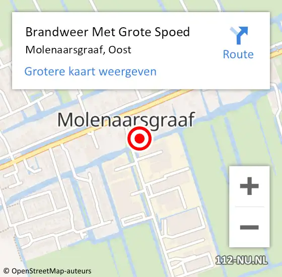 Locatie op kaart van de 112 melding: Brandweer Met Grote Spoed Naar Molenaarsgraaf, Oost op 28 november 2014 16:10