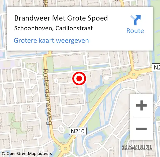 Locatie op kaart van de 112 melding: Brandweer Met Grote Spoed Naar Schoonhoven, Carillonstraat op 28 november 2014 16:38