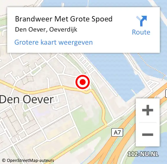 Locatie op kaart van de 112 melding: Brandweer Met Grote Spoed Naar Den Oever, Oeverdijk op 28 november 2014 16:44