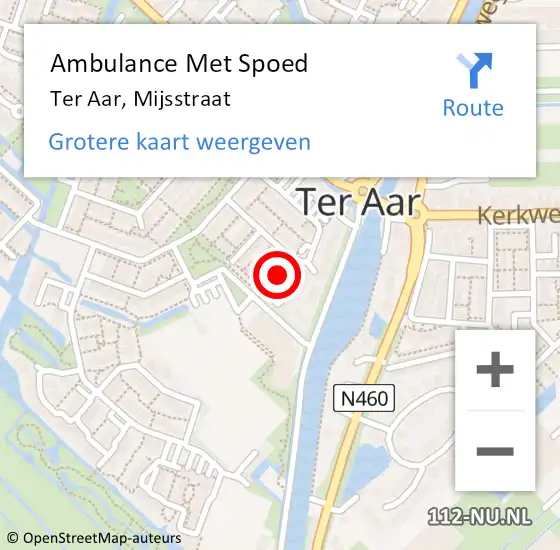 Locatie op kaart van de 112 melding: Ambulance Met Spoed Naar Ter Aar, Mijsstraat op 28 november 2014 17:00