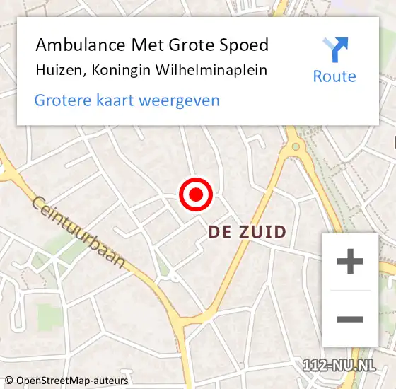 Locatie op kaart van de 112 melding: Ambulance Met Grote Spoed Naar Huizen, Koningin Wilhelminaplein op 28 november 2014 17:22