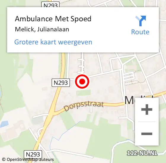 Locatie op kaart van de 112 melding: Ambulance Met Spoed Naar Melick, Julianalaan op 28 november 2014 17:55