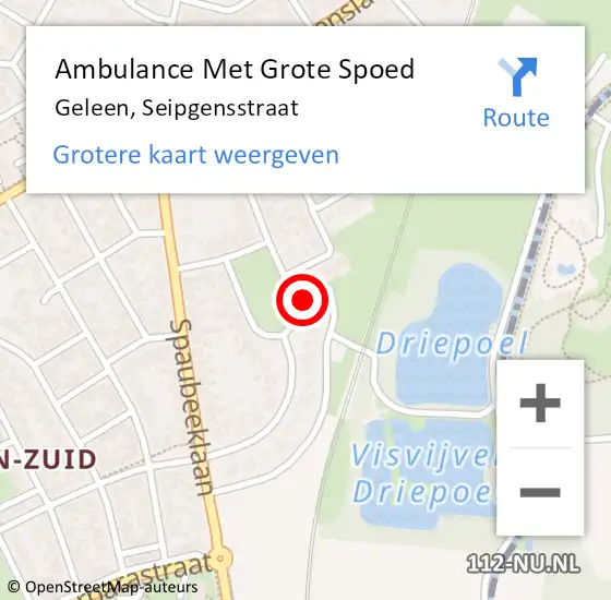 Locatie op kaart van de 112 melding: Ambulance Met Grote Spoed Naar Geleen, Seipgensstraat op 28 november 2014 17:59