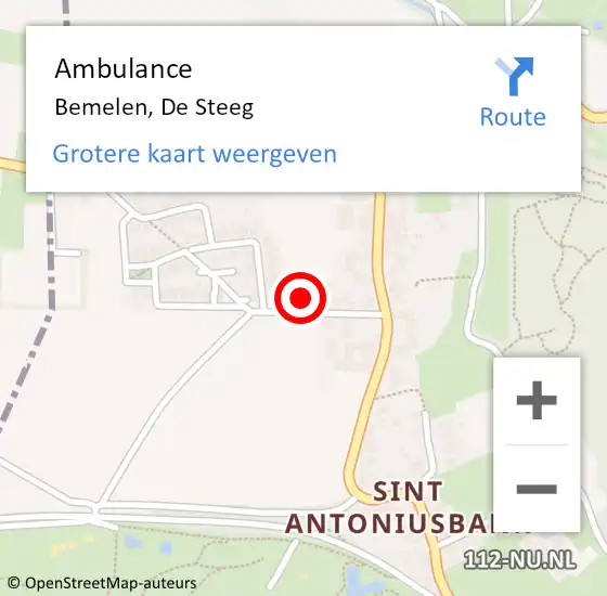 Locatie op kaart van de 112 melding: Ambulance Bemelen, De Steeg op 28 november 2014 18:38