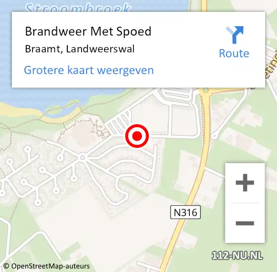 Locatie op kaart van de 112 melding: Brandweer Met Spoed Naar Braamt, Landweerswal op 22 oktober 2013 15:07