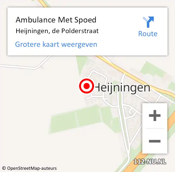 Locatie op kaart van de 112 melding: Ambulance Met Spoed Naar Heijningen, de Polderstraat op 28 november 2014 18:55