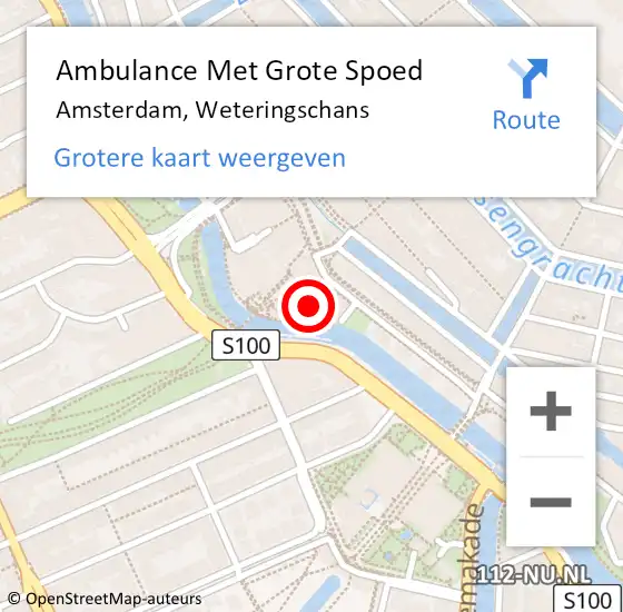 Locatie op kaart van de 112 melding: Ambulance Met Grote Spoed Naar Amsterdam, Weteringschans op 28 november 2014 19:24