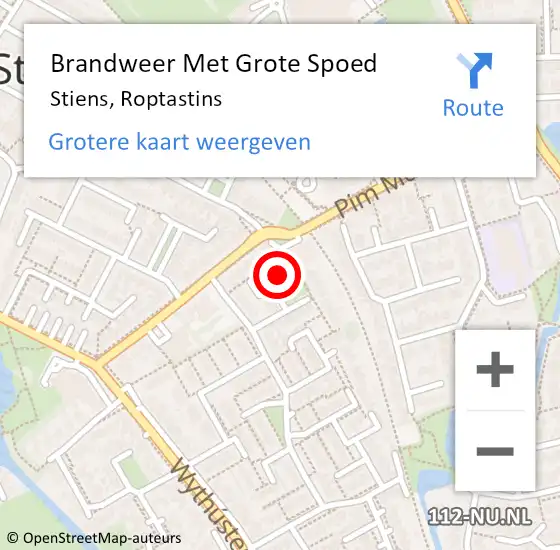 Locatie op kaart van de 112 melding: Brandweer Met Grote Spoed Naar Stiens, Roptastins op 28 november 2014 19:34