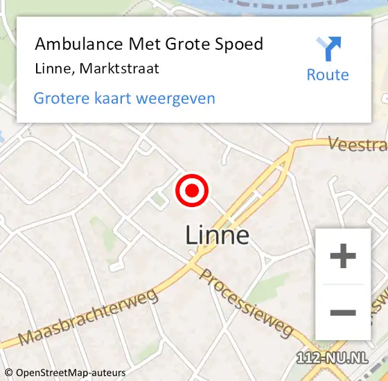 Locatie op kaart van de 112 melding: Ambulance Met Grote Spoed Naar Linne, Marktstraat op 28 november 2014 21:05