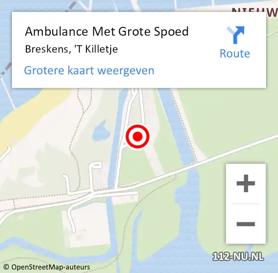 Locatie op kaart van de 112 melding: Ambulance Met Grote Spoed Naar Breskens, 'T Killetje op 22 oktober 2013 15:18