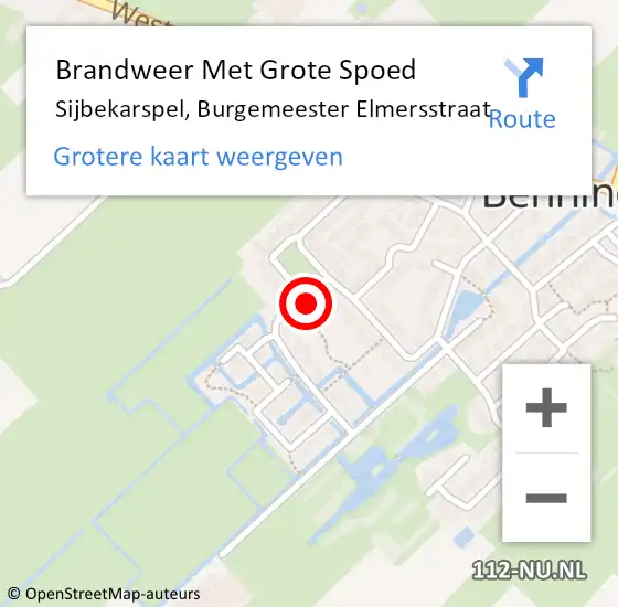 Locatie op kaart van de 112 melding: Brandweer Met Grote Spoed Naar Sijbekarspel, Burgemeester Elmersstraat op 28 november 2014 21:17