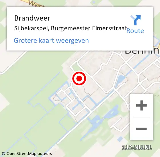 Locatie op kaart van de 112 melding: Brandweer Sijbekarspel, Burgemeester Elmersstraat op 28 november 2014 21:19