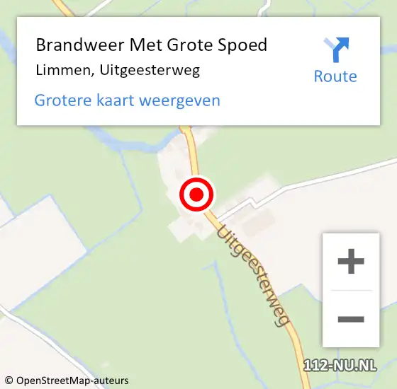 Locatie op kaart van de 112 melding: Brandweer Met Grote Spoed Naar Limmen, Uitgeesterweg op 28 november 2014 21:48