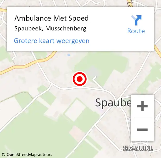 Locatie op kaart van de 112 melding: Ambulance Met Spoed Naar Spaubeek, Musschenberg op 28 november 2014 22:41