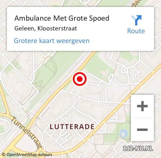 Locatie op kaart van de 112 melding: Ambulance Met Grote Spoed Naar Geleen, Kloosterstraat op 28 november 2014 22:52