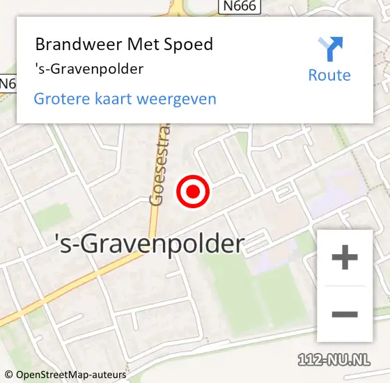 Locatie op kaart van de 112 melding: Brandweer Met Spoed Naar 's-Gravenpolder op 28 november 2014 23:07