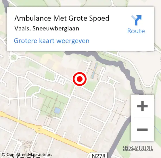 Locatie op kaart van de 112 melding: Ambulance Met Grote Spoed Naar Vaals, Sneeuwberglaan op 28 november 2014 23:46