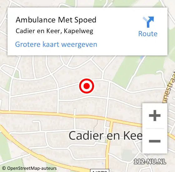 Locatie op kaart van de 112 melding: Ambulance Met Spoed Naar Cadier en Keer, Kapelweg op 28 november 2014 23:54