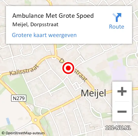 Locatie op kaart van de 112 melding: Ambulance Met Grote Spoed Naar Meijel, Dorpsstraat op 29 november 2014 00:24