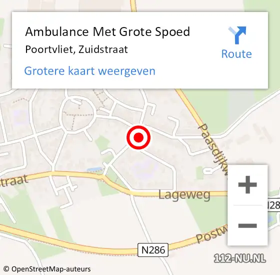 Locatie op kaart van de 112 melding: Ambulance Met Grote Spoed Naar Poortvliet, Zuidstraat op 22 oktober 2013 15:30