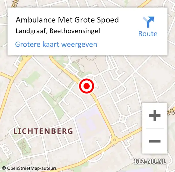 Locatie op kaart van de 112 melding: Ambulance Met Grote Spoed Naar Landgraaf, Beethovensingel op 29 november 2014 01:38