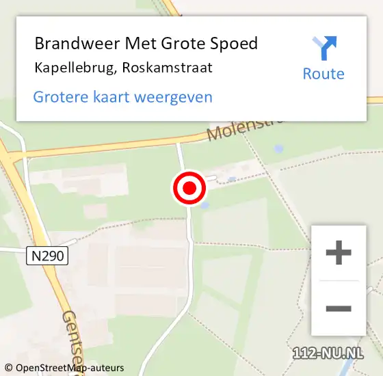 Locatie op kaart van de 112 melding: Brandweer Met Grote Spoed Naar Kapellebrug, Roskamstraat op 29 november 2014 02:16