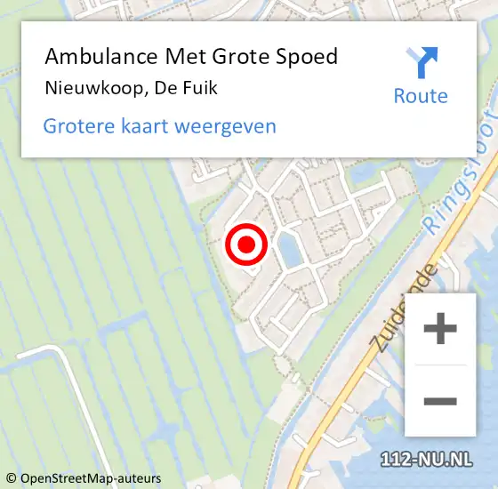 Locatie op kaart van de 112 melding: Ambulance Met Grote Spoed Naar Nieuwkoop, De Fuik op 29 november 2014 02:18