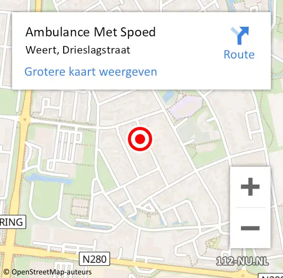 Locatie op kaart van de 112 melding: Ambulance Met Spoed Naar Weert, Drieslagstraat op 29 november 2014 02:26