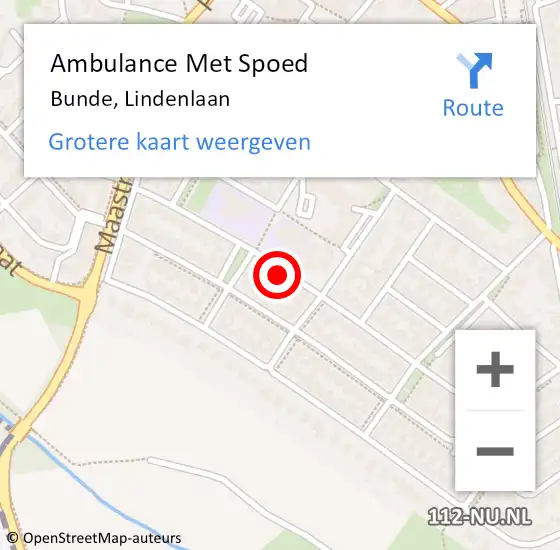 Locatie op kaart van de 112 melding: Ambulance Met Spoed Naar Bunde, Lindenlaan op 29 november 2014 02:49