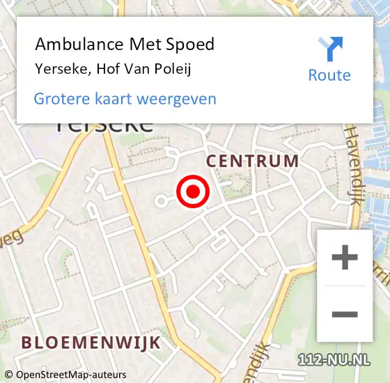 Locatie op kaart van de 112 melding: Ambulance Met Spoed Naar Yerseke, Hof Van Poleij op 29 november 2014 03:52