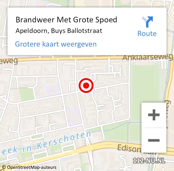 Locatie op kaart van de 112 melding: Brandweer Met Grote Spoed Naar Apeldoorn, Buys Ballotstraat op 29 november 2014 04:18
