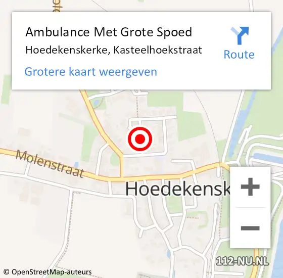 Locatie op kaart van de 112 melding: Ambulance Met Grote Spoed Naar Hoedekenskerke, Kasteelhoekstraat op 29 november 2014 06:06