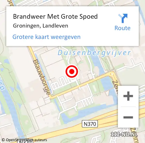 Locatie op kaart van de 112 melding: Brandweer Met Grote Spoed Naar Groningen, Landleven op 29 november 2014 06:47