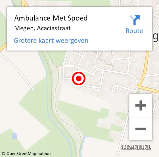 Locatie op kaart van de 112 melding: Ambulance Met Spoed Naar Megen, Acaciastraat op 29 november 2014 07:12