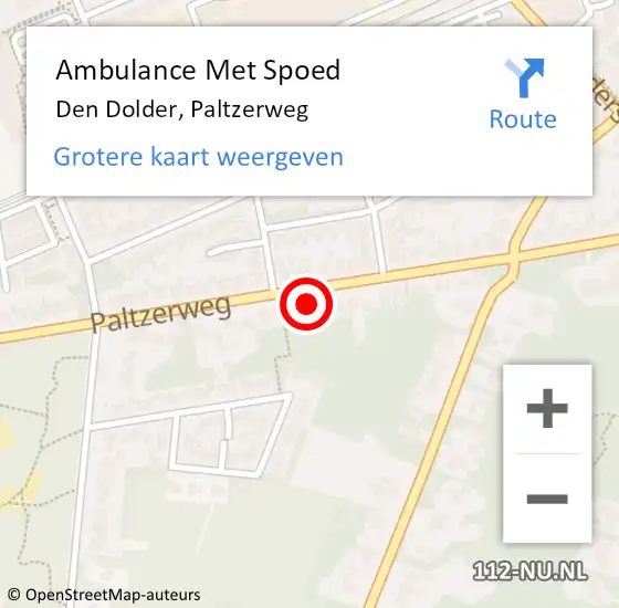 Locatie op kaart van de 112 melding: Ambulance Met Spoed Naar Den Dolder, Paltzerweg op 29 november 2014 07:39