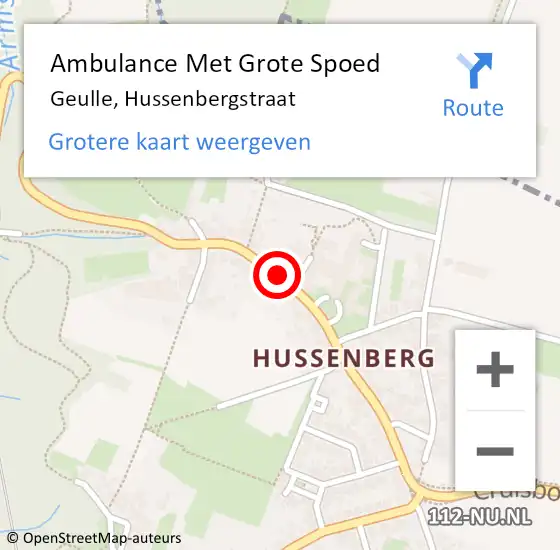 Locatie op kaart van de 112 melding: Ambulance Met Grote Spoed Naar Geulle, Hussenbergstraat op 29 november 2014 07:50