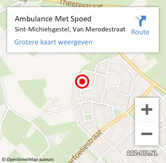 Locatie op kaart van de 112 melding: Ambulance Met Spoed Naar Sint-Michielsgestel, Van Merodestraat op 29 november 2014 09:00