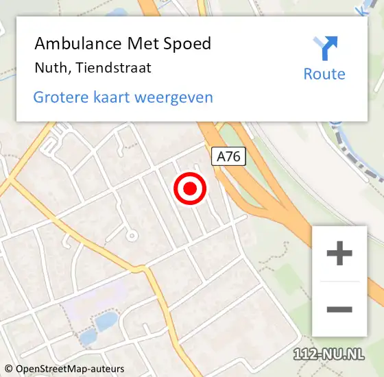 Locatie op kaart van de 112 melding: Ambulance Met Spoed Naar Nuth, Tiendstraat op 29 november 2014 09:45