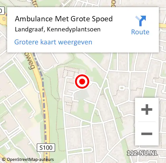 Locatie op kaart van de 112 melding: Ambulance Met Grote Spoed Naar Landgraaf, Kennedyplantsoen op 29 november 2014 09:51