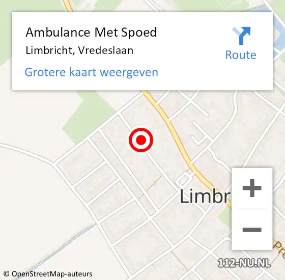Locatie op kaart van de 112 melding: Ambulance Met Spoed Naar Limbricht, Vredeslaan op 29 november 2014 10:31