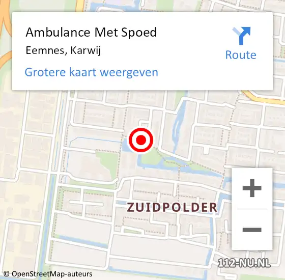 Locatie op kaart van de 112 melding: Ambulance Met Spoed Naar Eemnes, Karwij op 29 november 2014 10:40