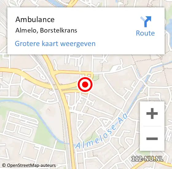 Locatie op kaart van de 112 melding: Ambulance Almelo, Borstelkrans op 29 november 2014 10:45