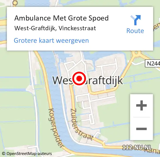 Locatie op kaart van de 112 melding: Ambulance Met Grote Spoed Naar West-Graftdijk, Vinckesstraat op 22 oktober 2013 15:55